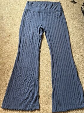 Aerie Offline Ribbed Wide-Leg Lounge Pants in Slate Blue